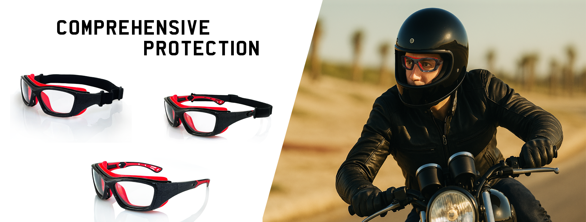 High-impact resistant polycarbonate safety glasses for construction workers